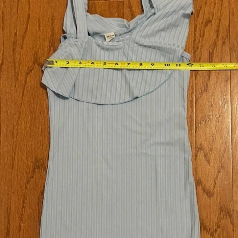 Girls Light Blue Ribbed Ruffle Dress | Size 10–12 Years (Girls M)
